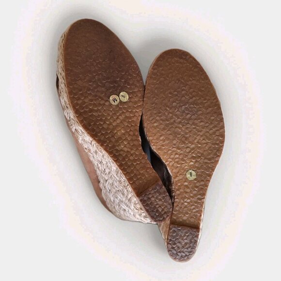 KORS BY MICHAEL KORS Tan Suede PEEP TOE Espadrille Wedge Heels SIZE 8M - Picture 6 of 6
